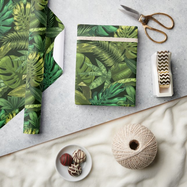 Papier Cadeau Tropical Jungle Green  (Artisanat)