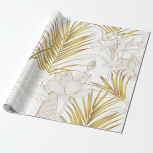 Papier Cadeau Tropical ligne florale exotique feuilles de palmie
