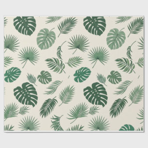 Papier Cadeau Tropical Monstera Palm Leaves Green Pattern Wrappi