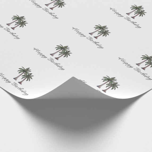 Papier Cadeau Tropical Palm Trees Elegant 30th Birthday Party (Coin)