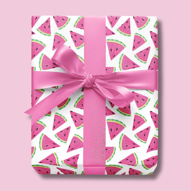 Papier Cadeau Tropical Watermelon Pattern (Colorful pink watermelon wrapping paper rolls perfect for girls birthdays and baby showers.)