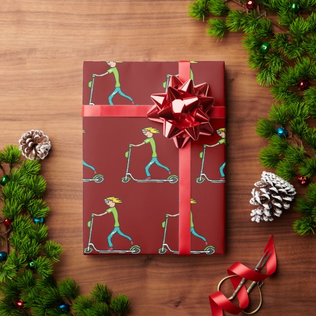 Papier Cadeau Trottinette électrique (Cadeau de vacances)