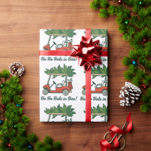 Papier Cadeau Trou en un de Noël Ho Ho Santa Golf Golfing 