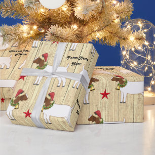 Papier Cadeau Troupeau de chèvre de Noël rustique personnalisée