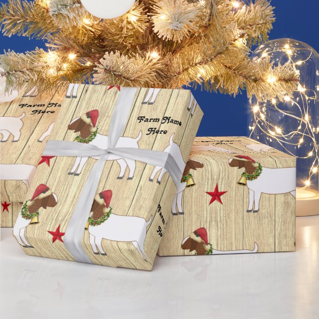 Papier Cadeau Troupeau de chèvre de Noël rustique personnalisée (Vacances)