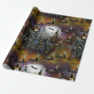 Papier Cadeau Trucs gothiques ou traiter spiderweb répétition