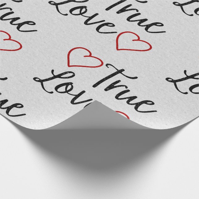 Papier Cadeau True Love Black Parties scintillant Valentine's Wr (Coin)