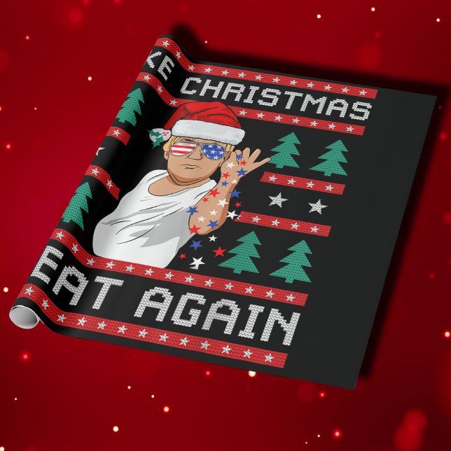 Papier Cadeau Trump 2024, c'est amusant, de rendre à Noël sa gra (Créateur téléchargé)