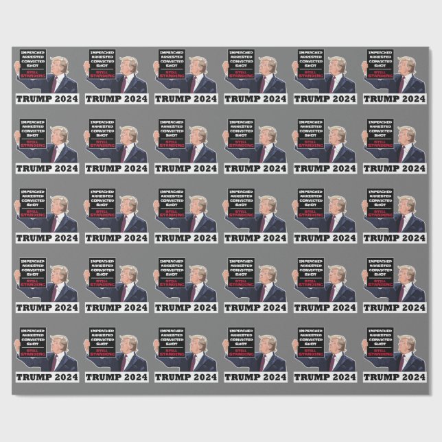 Papier Cadeau Trump 2024 Toujours Président Élection USA (Plat)