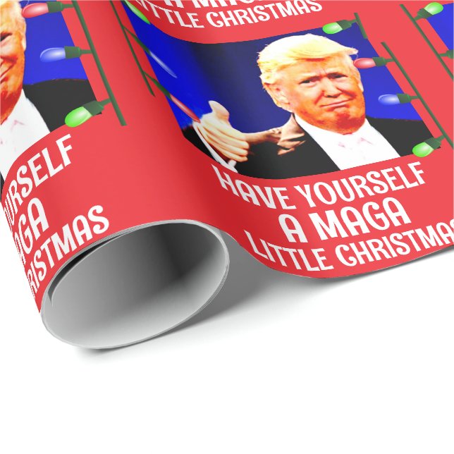 Papier Cadeau TRUMP A UN MAGA PETIT Papier D'ENVELOPPEMENT DE NO (Coin rond)