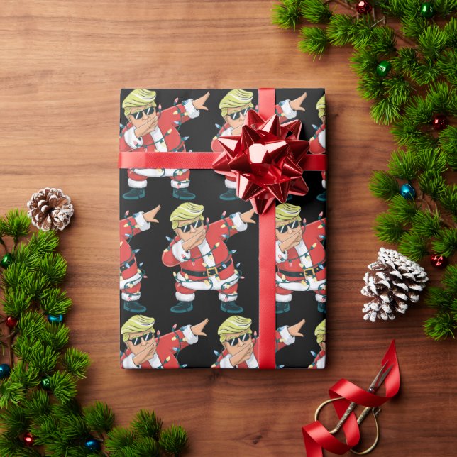 Papier Cadeau Trump Dabbing Père Noël Trump Feux de Noël (Cadeau de vacances)
