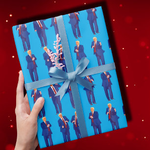 Papier Cadeau Trump Danse Drôle Trump Danser Cadeau Bleu