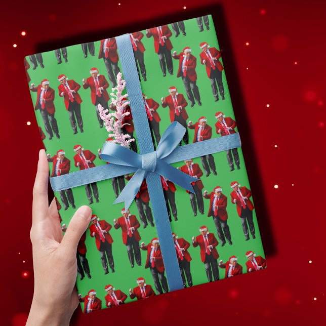 Papier Cadeau Trump Danse | Trump Santa Hat Claus Danse (Créateur téléchargé)