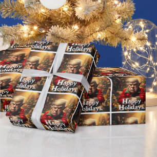 Papier Cadeau Trump en tant qu'elfe de Noël en colère