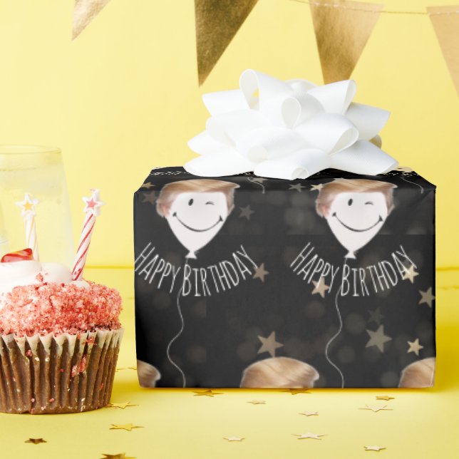 Papier Cadeau Trump Hair On White Balloons (Fête d'anniversaire)