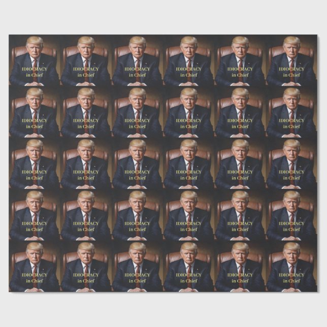 Papier Cadeau Trump Idiocratie en Chef (Plat)