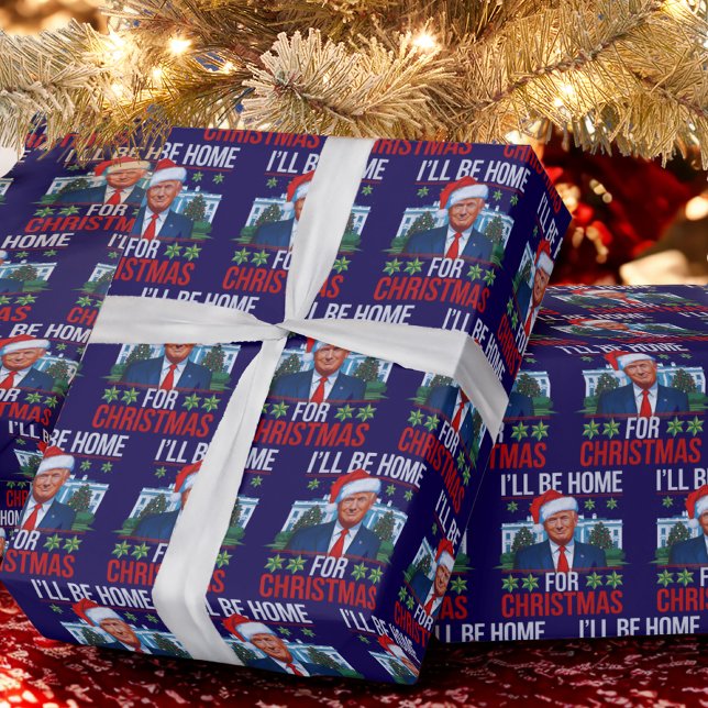 Papier Cadeau Trump Je serai à la maison pour Noël (Créateur téléchargé)