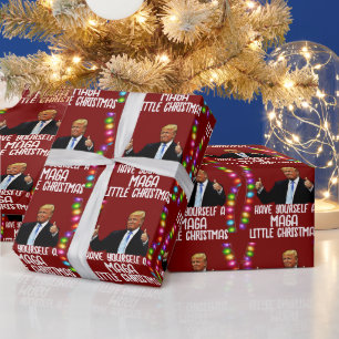 Papier Cadeau TRUMP MAGA PETIT NOËL 2024 Papier d'enveloppement