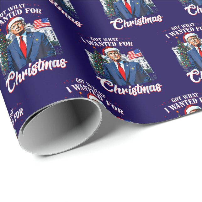 Papier Cadeau Trump Noël Bleu (Coin rond)