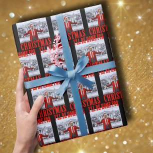 Papier Cadeau Trump Santa Hat   Je serai à la maison pour Noël