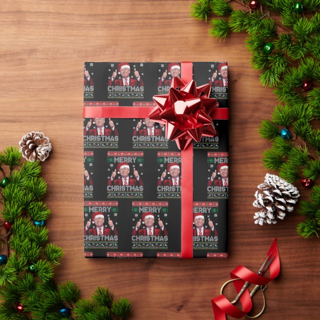 Papier Cadeau Trump Santa Hat Joyeux Noël Doux moche (Cadeau de vacances)