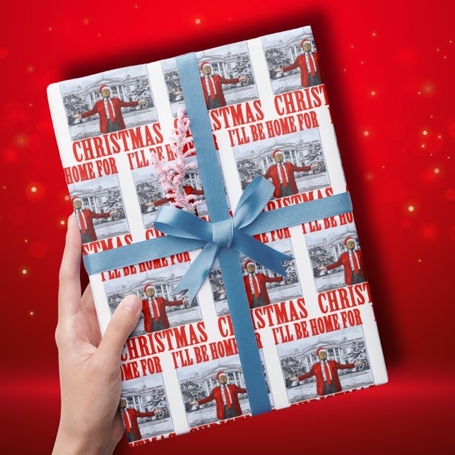 Papier Cadeau Trump Santa Hat | Trump Je serai à la maison pour  (Créateur téléchargé)