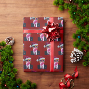 Papier Cadeau Trump soufflant la bulle de Noël