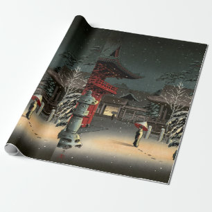 Papier Cadeau Tsuchiya Koitsu - Neige au temple de Nezu