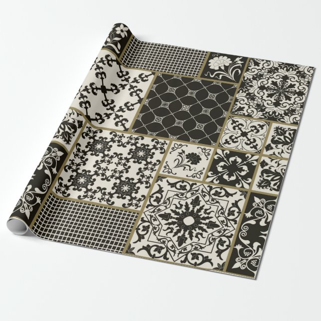 Papier Cadeau Tuile en patchwork sans couture avec Islam, arabe, (Déroulé)