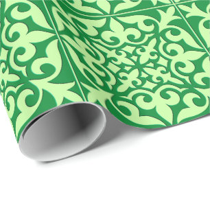 Papier Cadeau Tuile marocaine - émeraude et vert clair