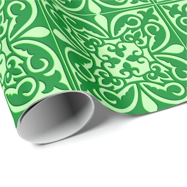 Papier Cadeau Tuile marocaine - vert émeraude (Coin rond)