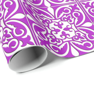 Papier Cadeau Tuiles marocaines - violet violet et blanc
