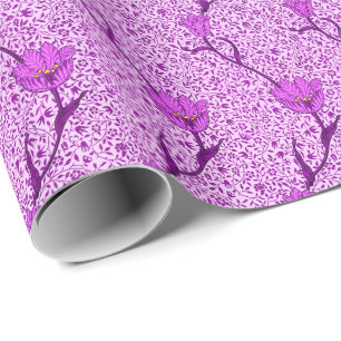Papier Cadeau Tulipe Art Nouveau Damassé, Violet et Orchidée