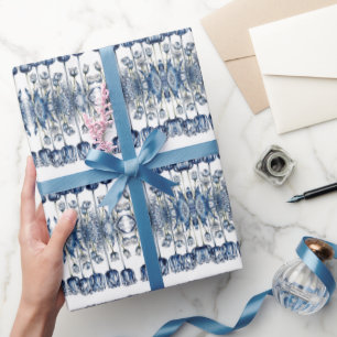 Papier Cadeau Tulipes en bleu Delft