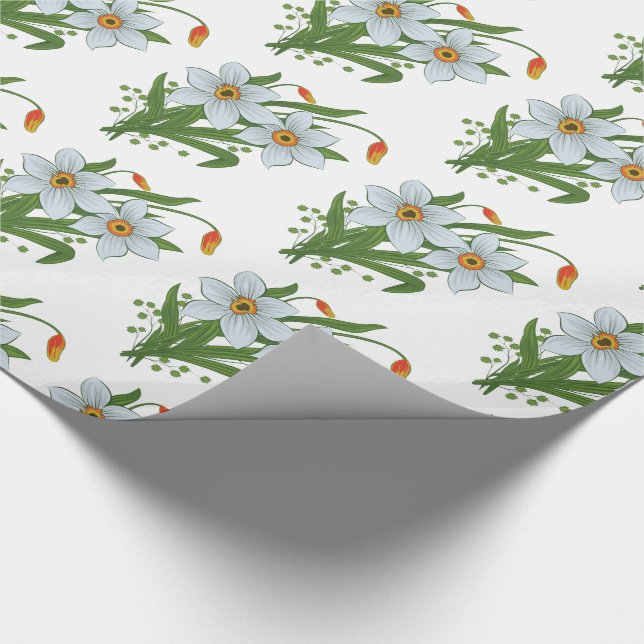 Papier Cadeau Tulipes et fleurs de jonquilles (Coin)