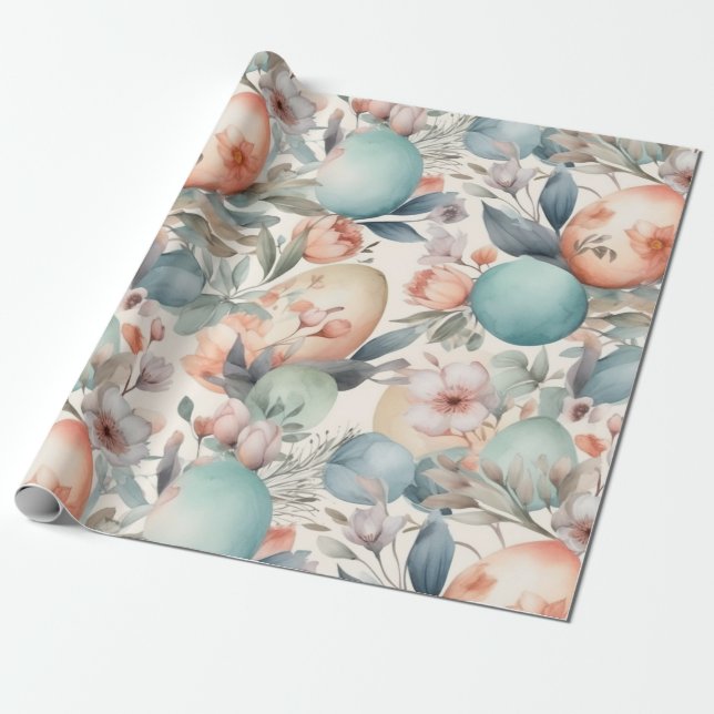 Papier Cadeau Tulipes et oeufs de Pâques (Déroulé)