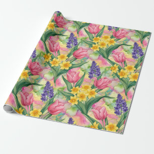 Papier Cadeau Tulipes, jonquilles, jacinthes dans le style d'enc
