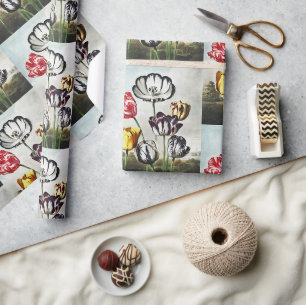 Papier Cadeau Tulipes multicolores de style Régence lunatique