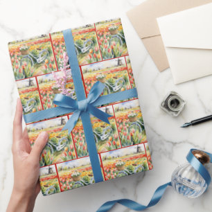 Papier Cadeau Tulipes Néerlandaises Dans Panier À Vélo