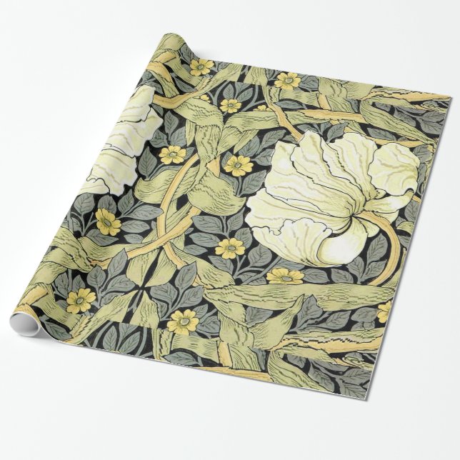 Papier Cadeau Tulipes Pimpernel Art Botanique de William Morris (Déroulé)
