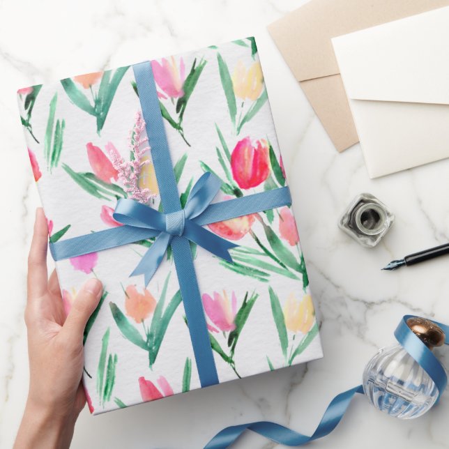 Papier Cadeau Tulipes pour les amoureux des tulipes enveloppant  (Cadeaux)