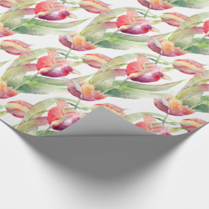 Papier Cadeau Tulipes printanières exotiques Aquarelle Florale