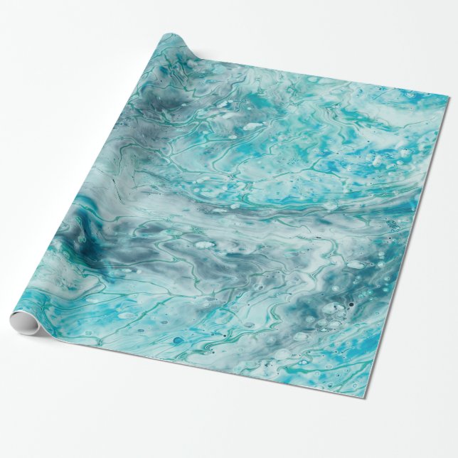 Papier Cadeau Turquoise Abstrait Paint Pour Art (Déroulé)