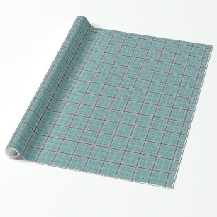 Papier Cadeau Turquoise Aqua Blue Black Tartan Plaid