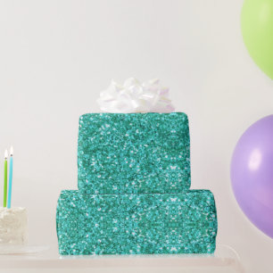 Papier Cadeau Turquoise aqua ludique parties scintillant pétilla