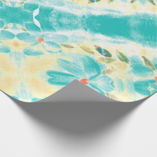 Papier Cadeau Turquoise avec floral