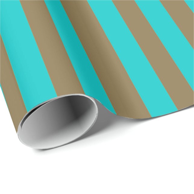 Papier Cadeau Turquoise bleu et rayure dorée (Coin rond)