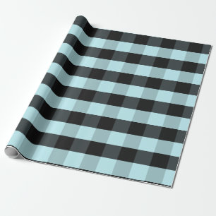 Papier Cadeau Turquoise bleu noir plaqué vérifié