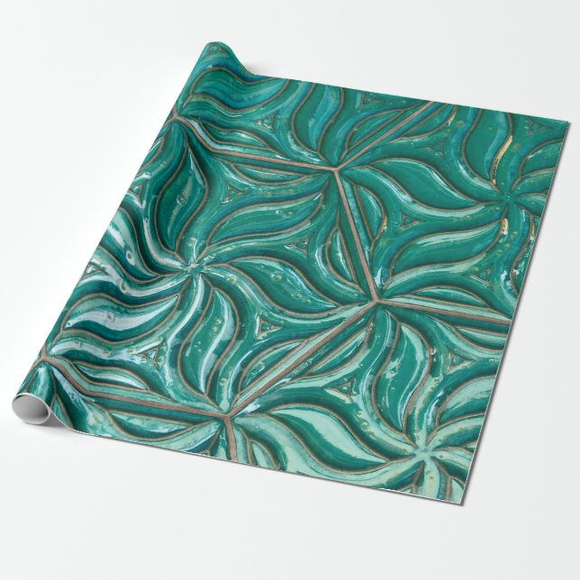 Papier Cadeau Turquoise céramique mur textureabstract, archit (Déroulé)