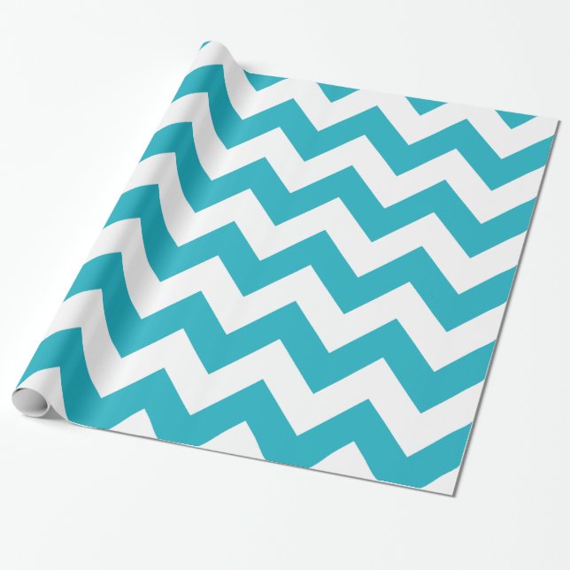 Papier Cadeau Turquoise Chevron audacieux (Déroulé)